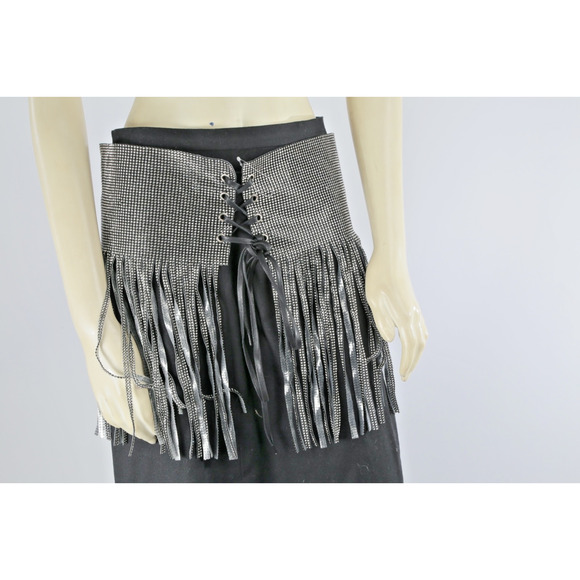 Sparkly High Waist Rhinestone Fringe Mini Skirt Party Festival Size S - Picture 6 of 8